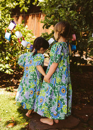 RHODE Kid's Lina Puff Sleeve Tiered Maxi Dress | Wisteria Aura Blossom