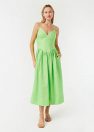 Linen Sophie Dress | Green Lemon