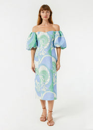 Linen Karima Dress | Periwinkle Deco Surf Grande