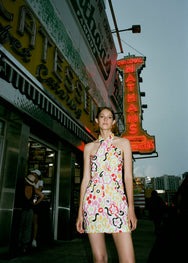 RHODE Linen Tali Halter Mini Dress | Painted Bloom