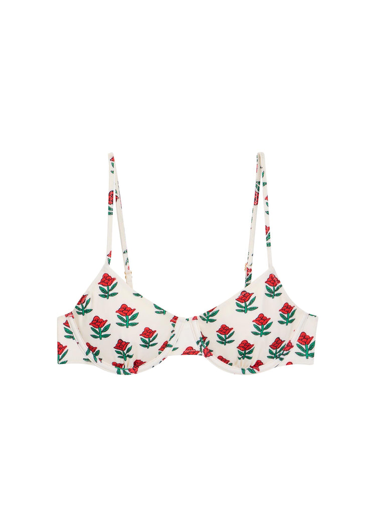 RHODE Divya Floral Bikini Top | Rose Block