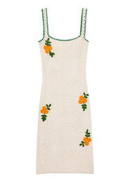 RHODE Alva Square Neck Crochet Midi Dress | Marigold Crochet