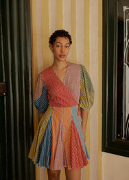 Claudine Dress | Multi Stripe Patchwork