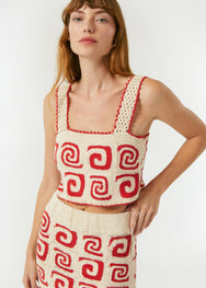 RHODE Hand Made Sloane Crop Tank | Red Swirl Crochet