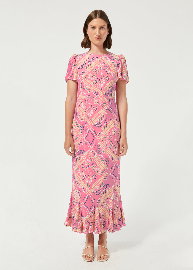 Lulani Dress | Pink Diamond Stitch