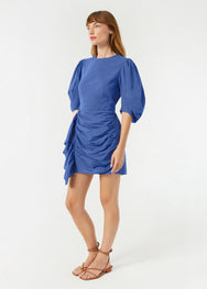 RHODE Pia Puff Sleeve Mini Dress | Blue Sea