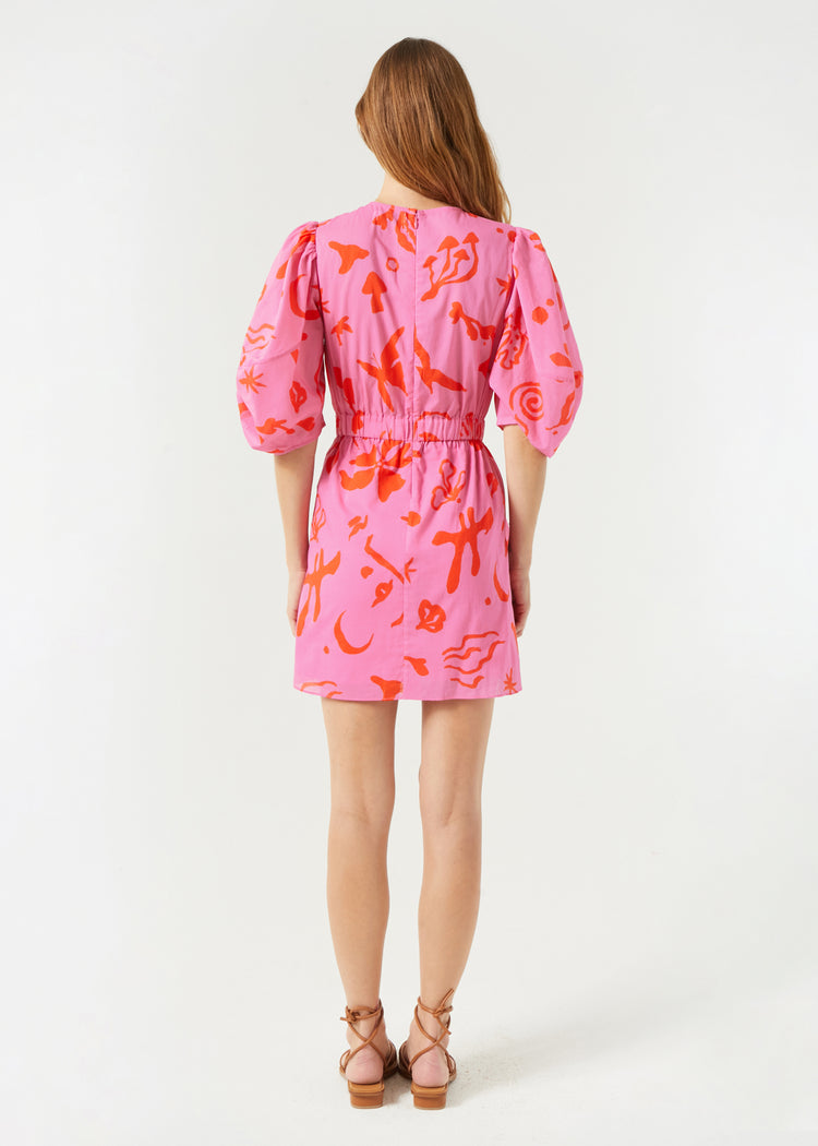 RHODE Pia Mini Dress | Pink Botanical Abstract