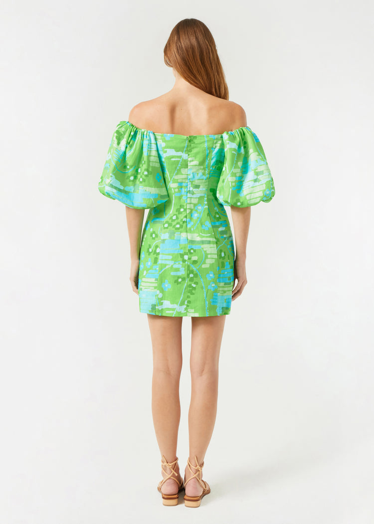 RHODE Linen Puff Sleeve Dali Mini Dress | Electric Eden