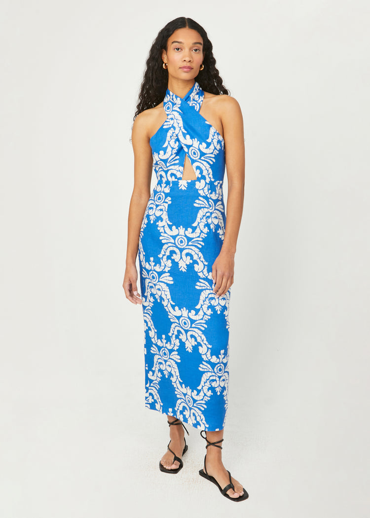 Linen Paolo Dress | Batik Grid