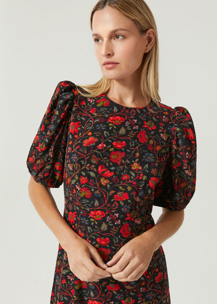 Wanda Dress | Black Vichy Rose Mini