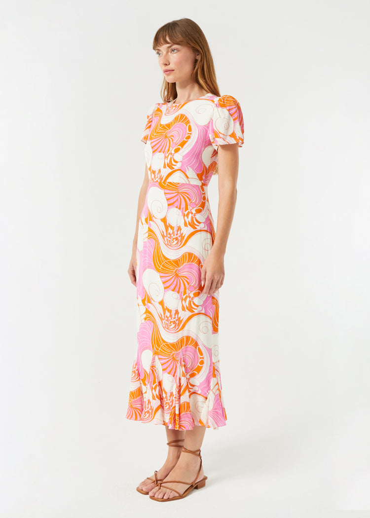 RHODE Lulani Midi Dress | Pink Deco Surf