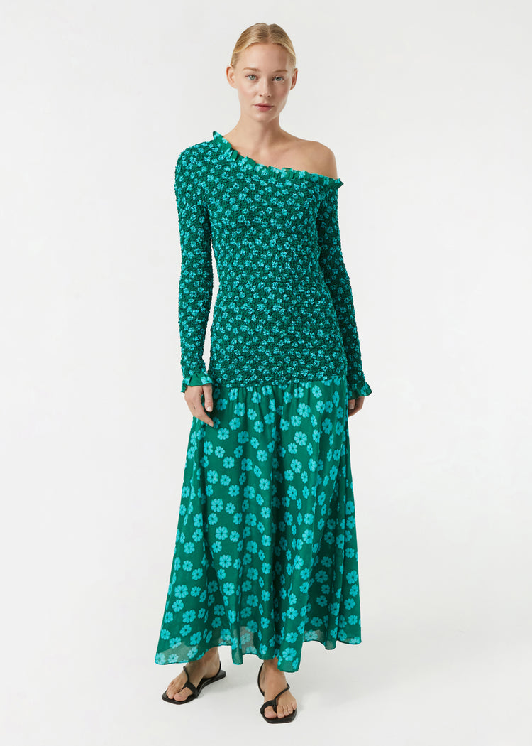 RHODE Lettie Off Shoulder Maxi Dress | Forest Bombay Bloom