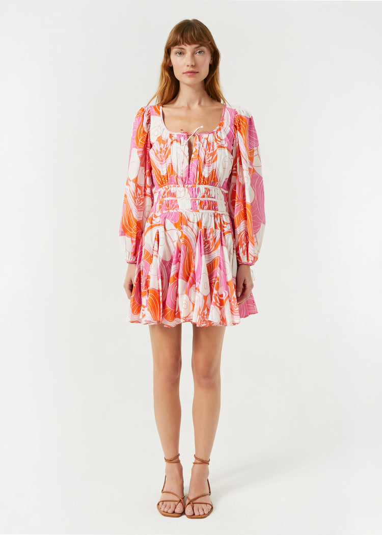 RHODE Leona Square Neck Mini Dress | Pink Deco Surf