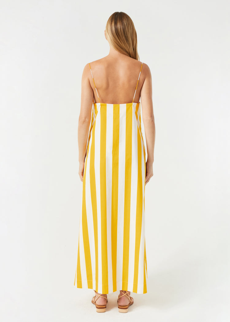 RHODE Nadia V-Neck Maxi Dress | Tangerine Cabana Stripe 