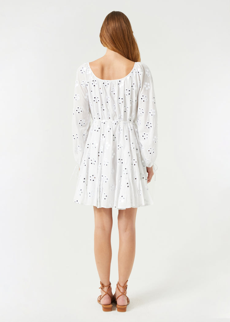 RHODE Embellished Ren Mini Dress | White Mirror Daisy 