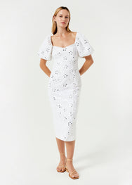 RHODE Embellished Ellis Midi Dress | White Mirror Daisy
