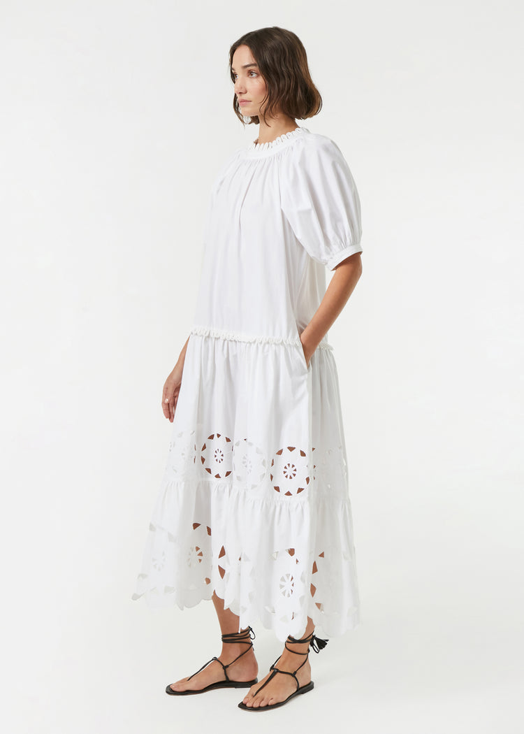 Organic Cotton Aderyn Lace Maxi Dress | White Eyelet | RHODE