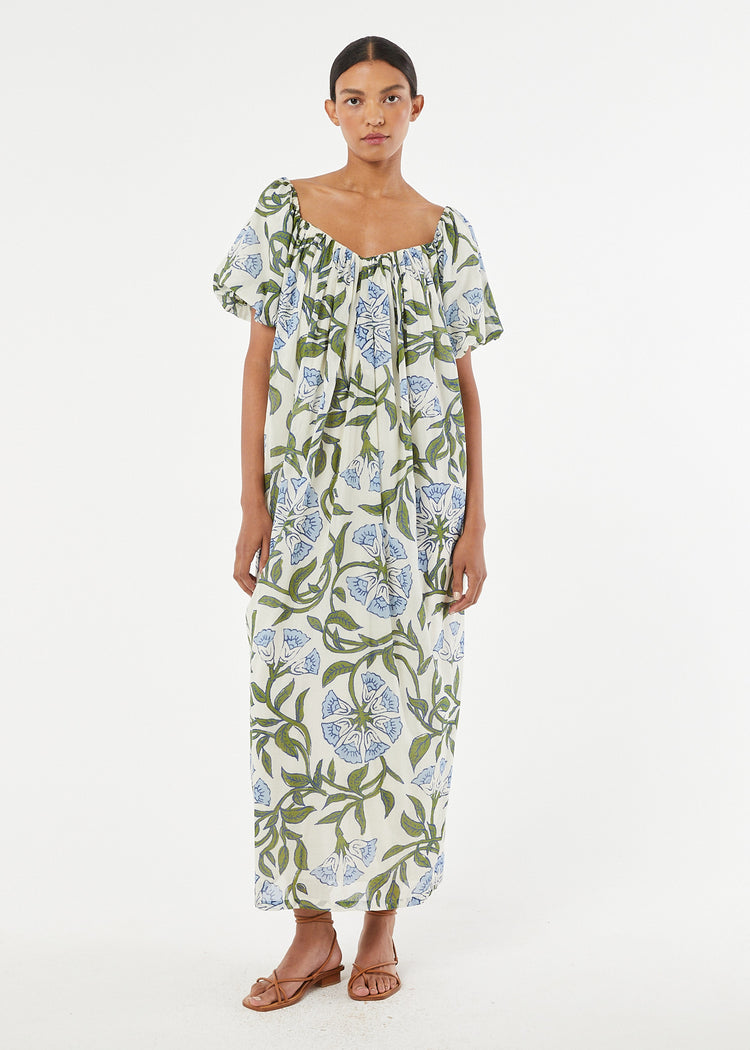 Fernanda Dress | Blue Trumpet Vine Grande