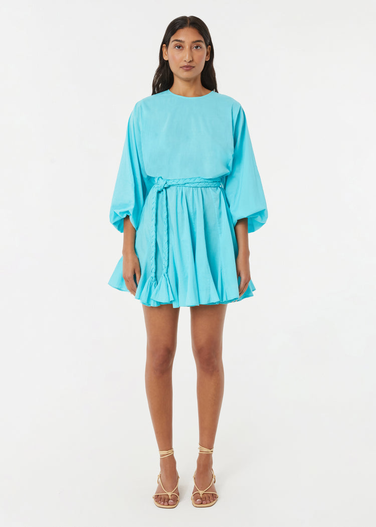 RHODE A-Line Ella Mini Dress | Bright Aqua