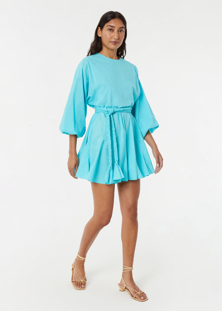 RHODE A-Line Ella Mini Dress | Bright Aqua