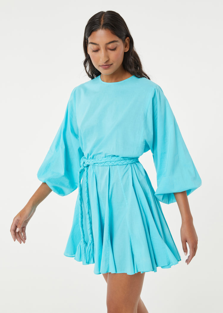 RHODE A-Line Ella Mini Dress | Bright Aqua