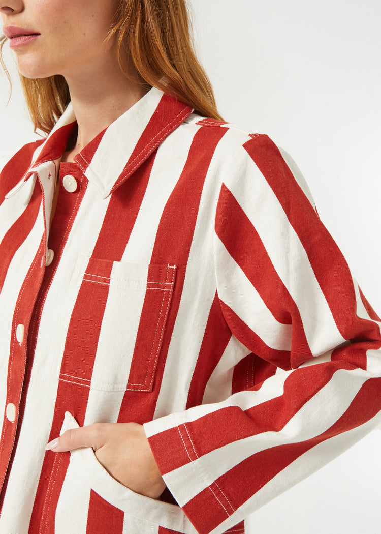 RHODE Twill Striped Dalton Jacket | Brick Cabana Stripe