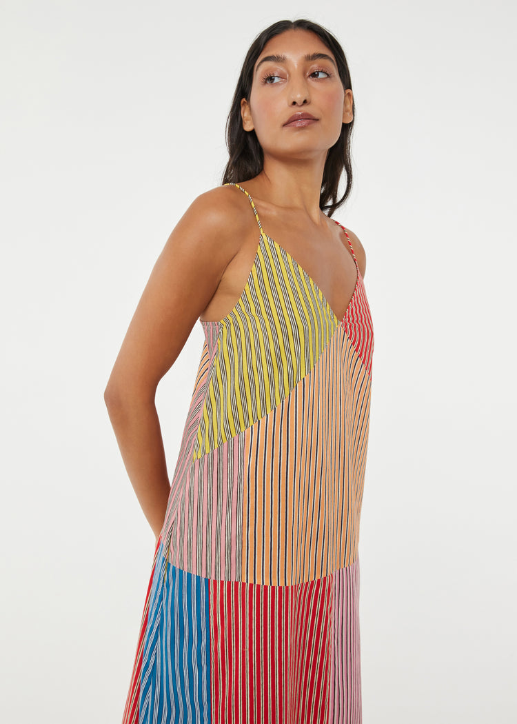 Nadia Dress | Multi Stripe Patchwork