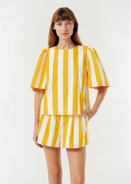 RHODE Walker Cotton Poplin Shorts | Tangerine Cabana Stripe 