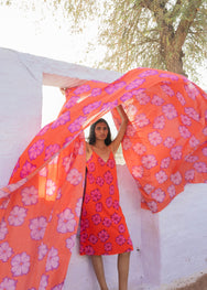 RHODE Floral Kat Midi Slip Dress | Scarlet Bombay Bloom