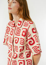 RHODE Hugo Crochet Shirt | Red Swirl Crochet