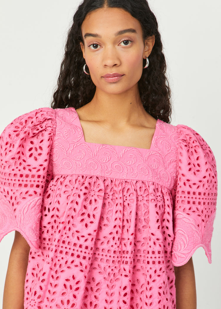 Mika Top | Neon Pink Soleil Eyelet