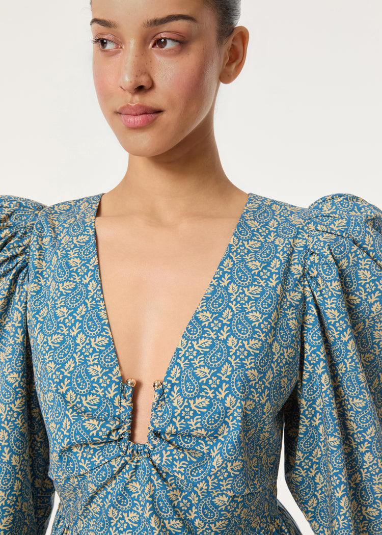 Alma Top | Blue Paisley Garden