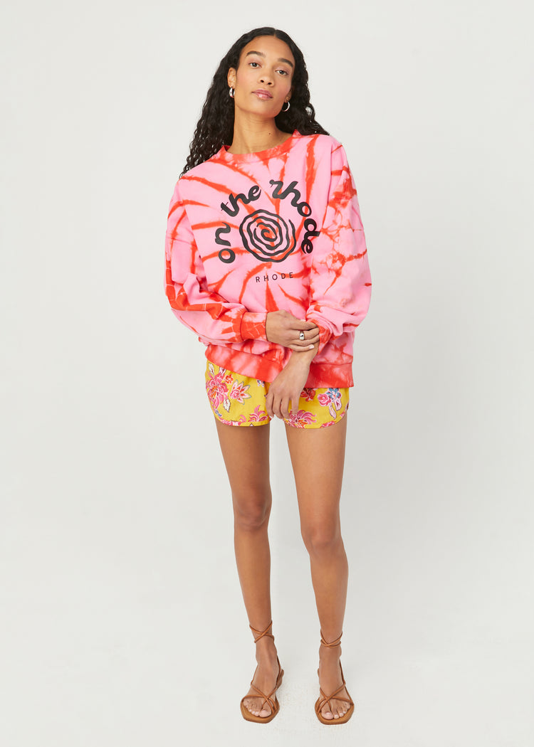 Oversized Baker Sweatshirt | Pink Tie Dye