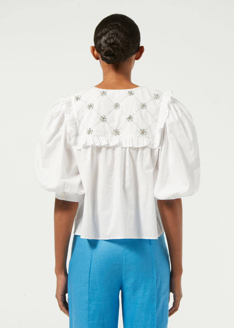 Tilly Top | White Daisy Crystal
