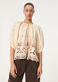 Patrizia Top | Warm Ivory Etoile Eyelet