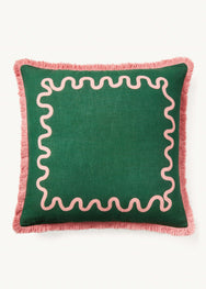Lean on Me Pillow | Green Pink Squiggle