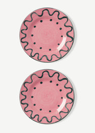 Dessert Plate Set Of 2 | Pink Green Squiggle