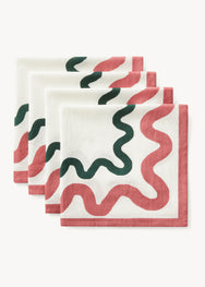 Napkin Set Of 4 | Pink Green Squiggle