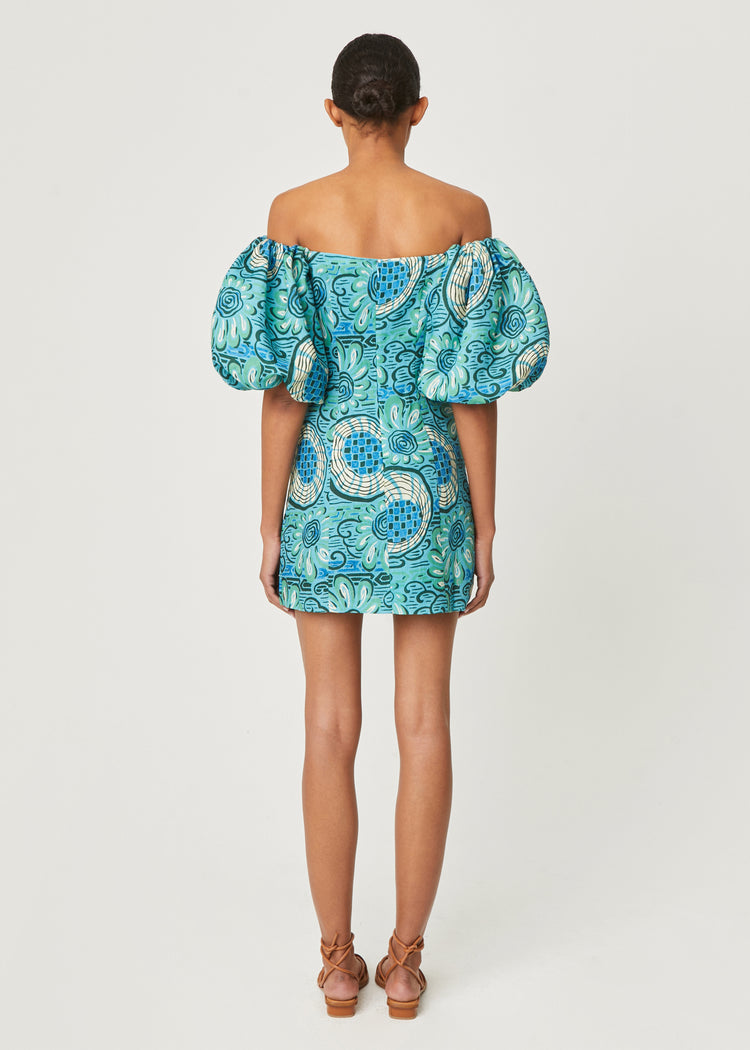 Linen Dali Dress | Aquatic Bloom